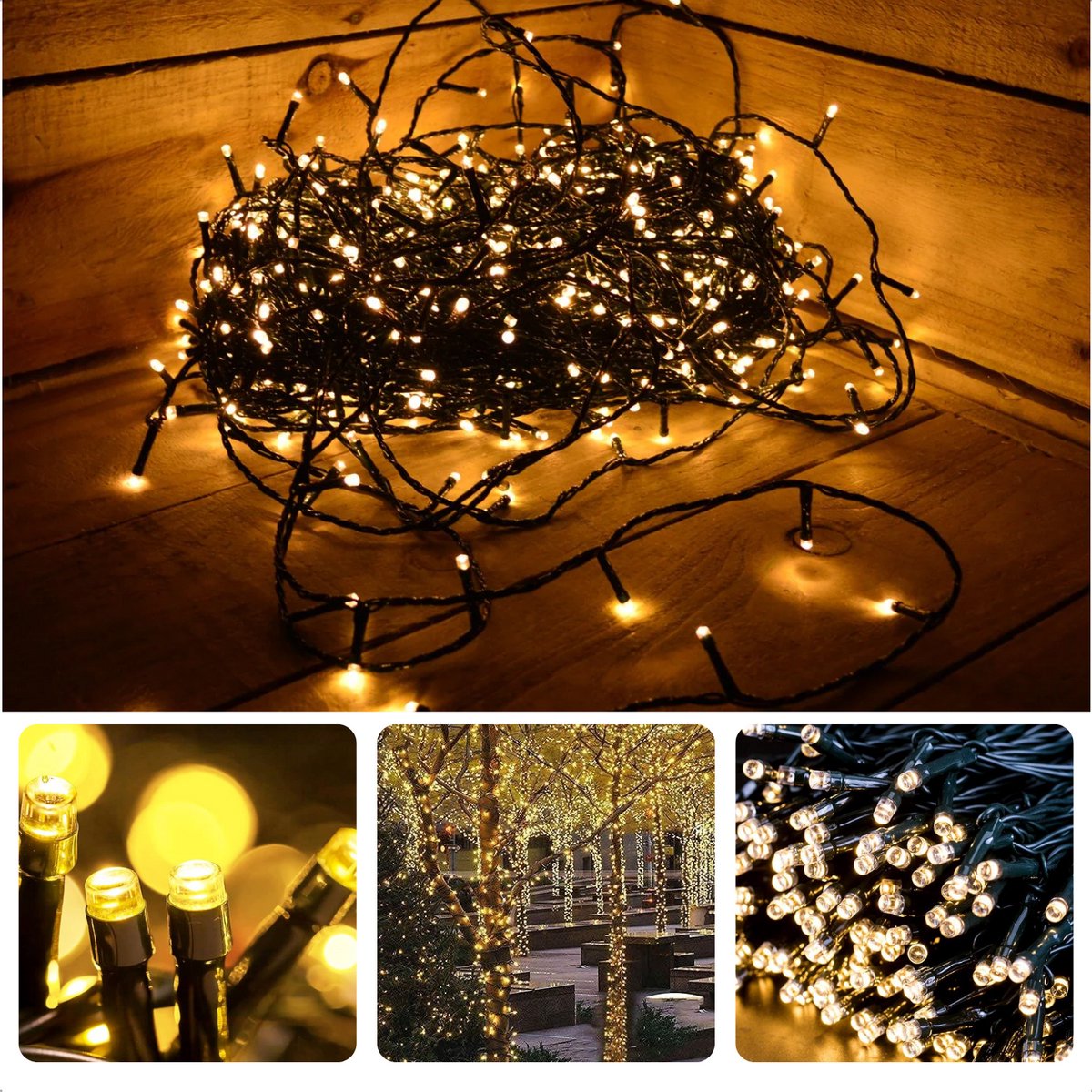 Cheqo Kerstverlichting - Kerstboomverlichting - Kerstlampjes - 320 LED - 24M - Voor Binnen en Buiten - Timer - 8 Lichtfuncties - Lang Snoer - Warm Wit - Gekleurde Kerstverlichting - Sfeerverlichting - Feestverlichting
