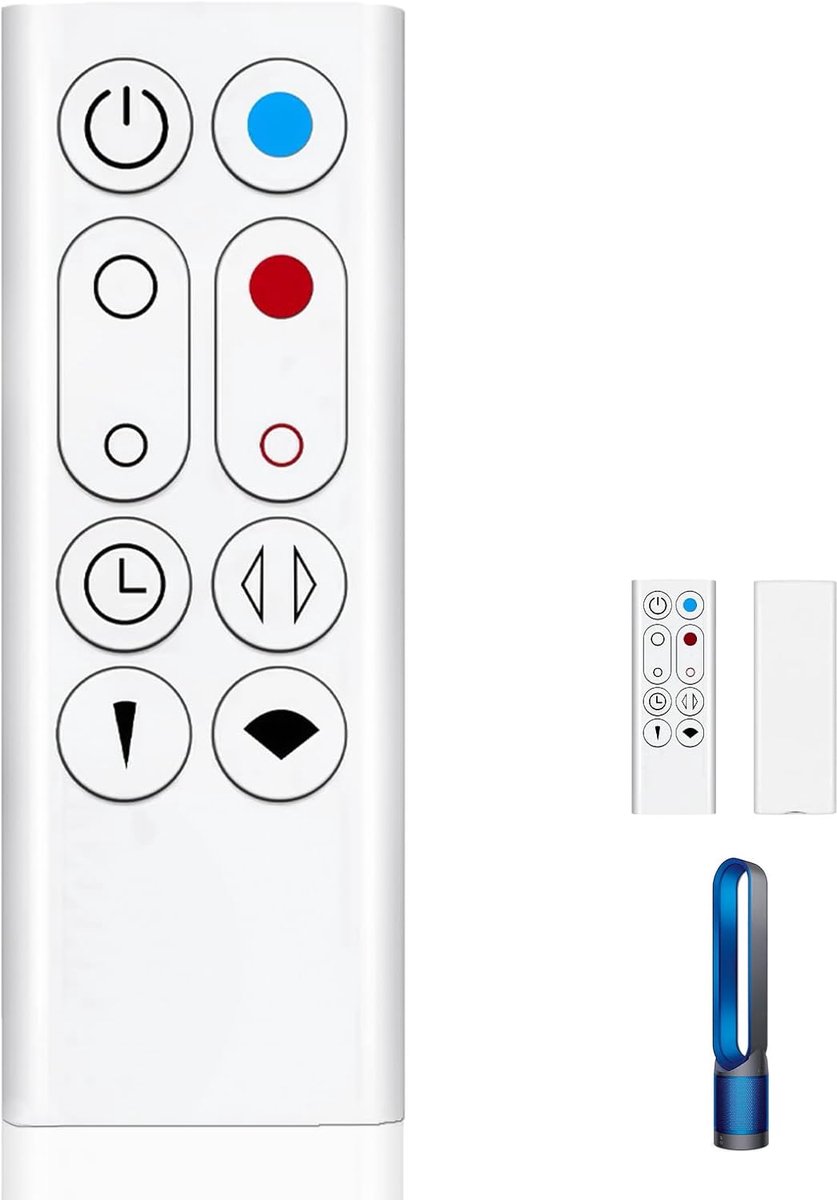 Vervangende afstandsbediening voor de Dyson AM09 HP00 HP01 Pure Hot + Cool luchtreiniger en verwarming; herstelt alle ventilatorfuncties zonder installatie (wit).