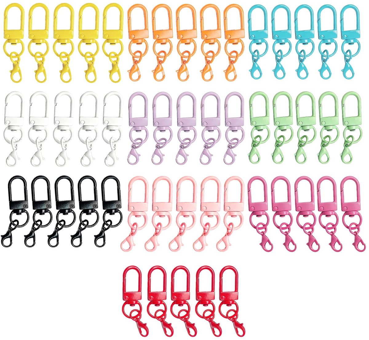 50 stuks mini-karabijnhaken, sleutelhangers, kleurrijke karabijnhaken, sleutels, knutselen voor doe-het-zelf sleutelringen, accessoires, kleurrijke karabijnhaken om zelf te maken