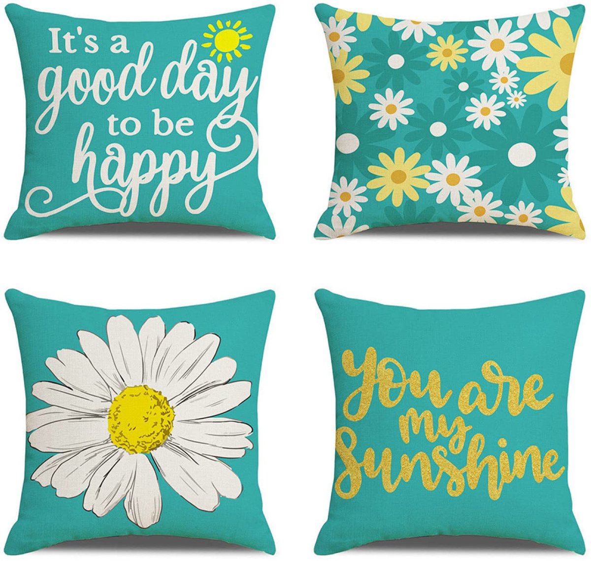 Set van 4 kussenslopen 60 x 60 cm (23,6 x 23,6 inch) linnen kussensloop decoratieve vierkante bank kussensloop, slaapkamer indoor outdoor kussenhoes voor woondecoratie gunst met onzichtbare rits (wit