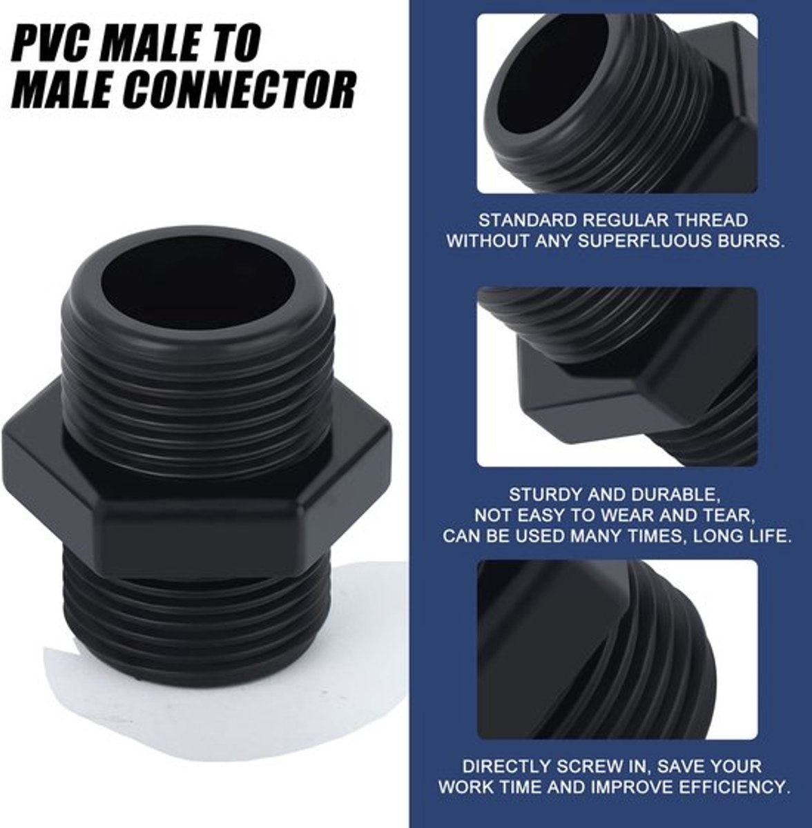 Allecto - 3/4" Connector - PVC Nippel - Duurzaam en