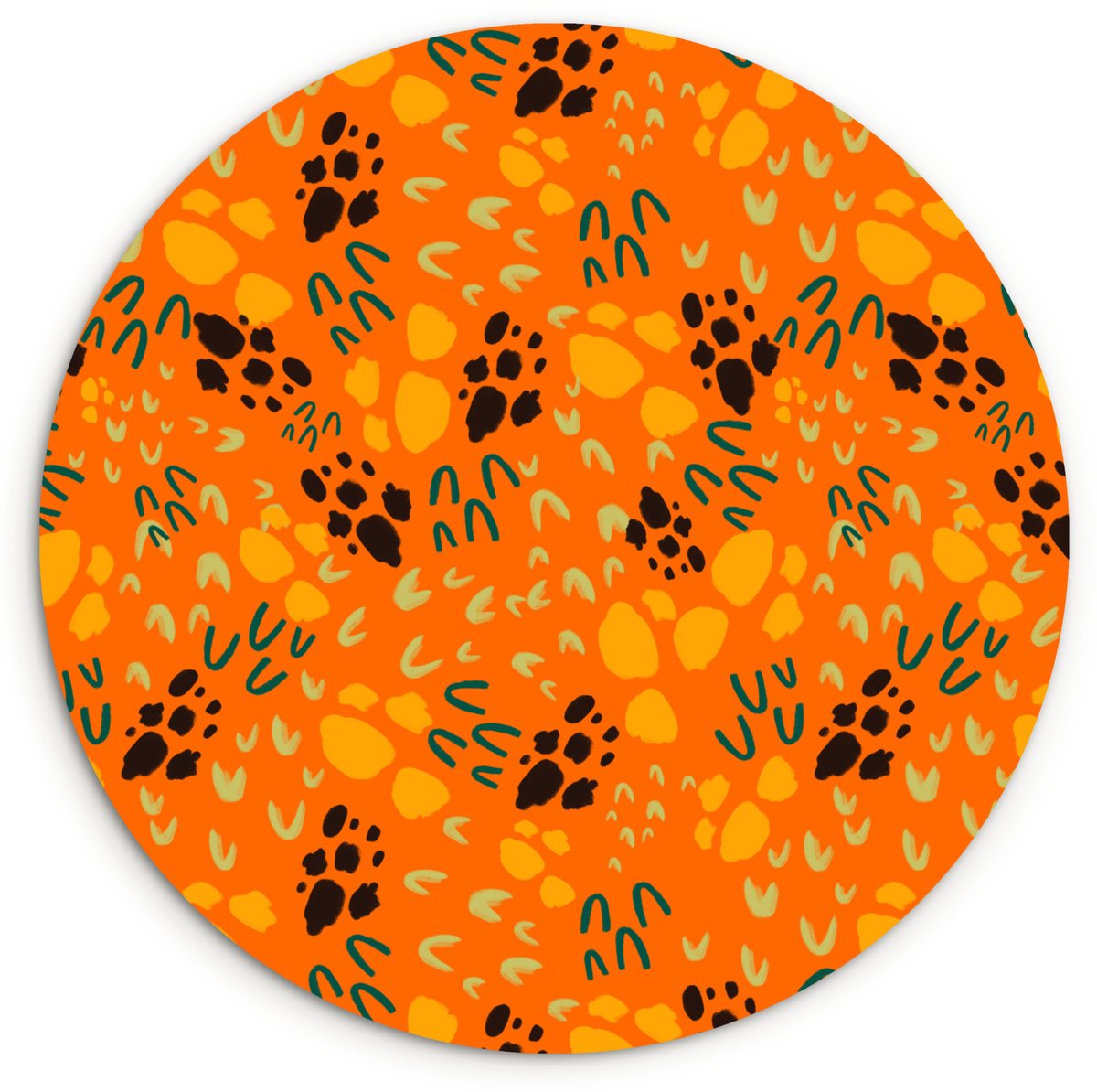 WallCircle Wandcirkel 60x60 cm - Muurcirkel Oranje - Abstract - Patroon - Muurdecoratie woonkamer - Wanddecoratie slaapkamer - Kamer decoratie accessoires - Ronde schilderijen Multicolor