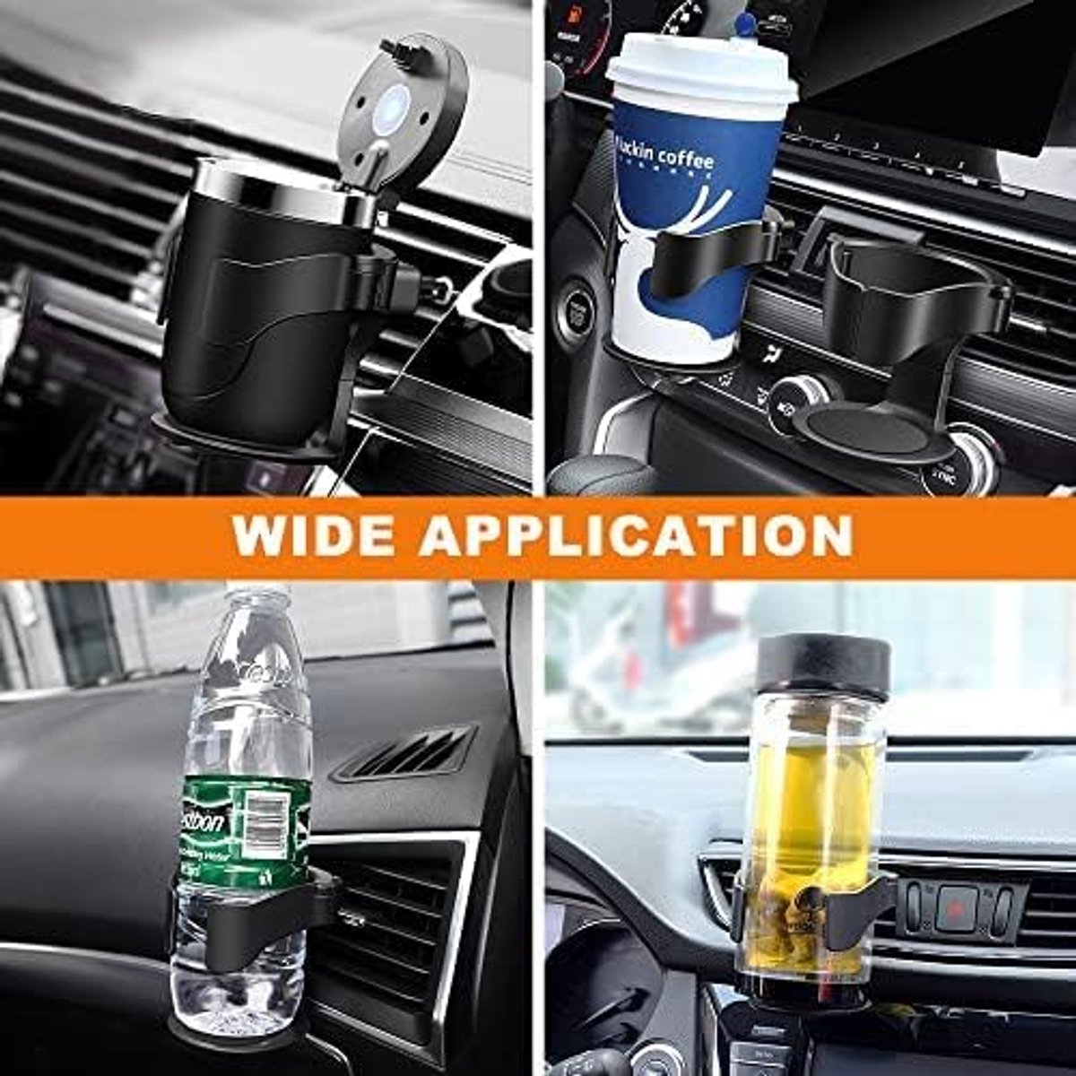Bekerhouders voor in de auto, universeel, instelbare auto met 3 paar clips, multifunctionele bekerhouder voor fles, thermoskan, drinkbeker, asbak
