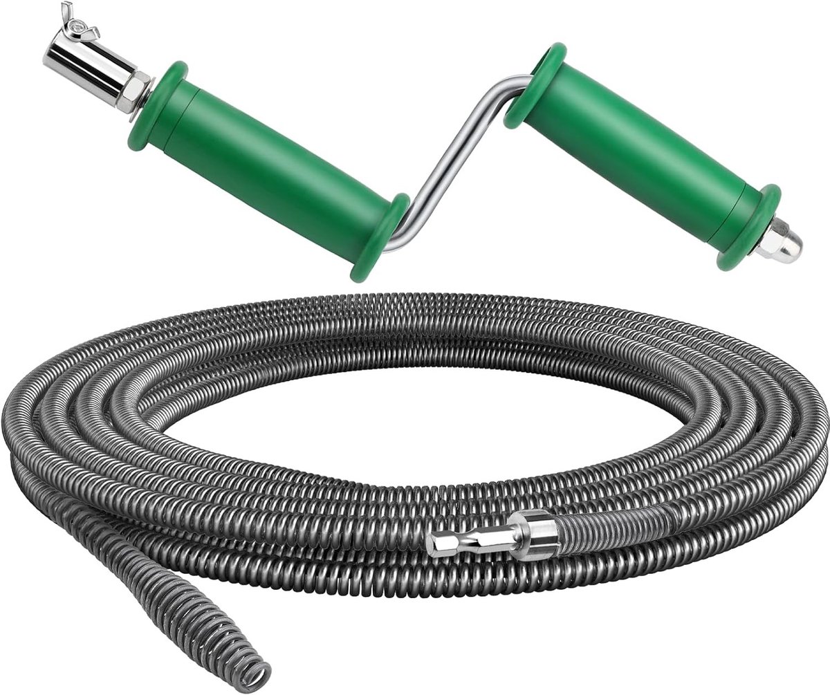Professionele Spiralen Ontstopper voor Afvoer, 3m x 10mm, Ideaal voor Toilet en Keuken, Handmatige Adapter Inbegrepen