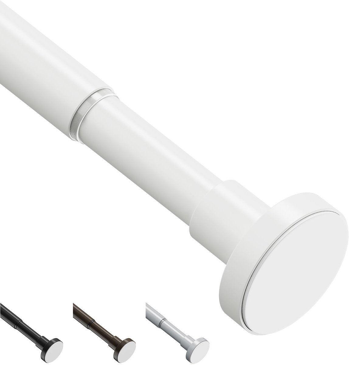 Gordijnroede, 46-81 cm, zonder boren, telescopische douchegordijnstang, verstelbare veerstang voor raam, badkamer, slaapkamer, zwart