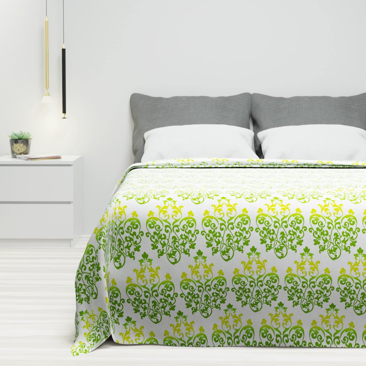 - Deken deken 100% puur katoenen tweepersoonsbed eenpersoonsbed queen size sprei zomerlente multifunctionele sprei kleurrijke gewatteerde wasbare sprei (Damascgroen, eenpersoonsbed)