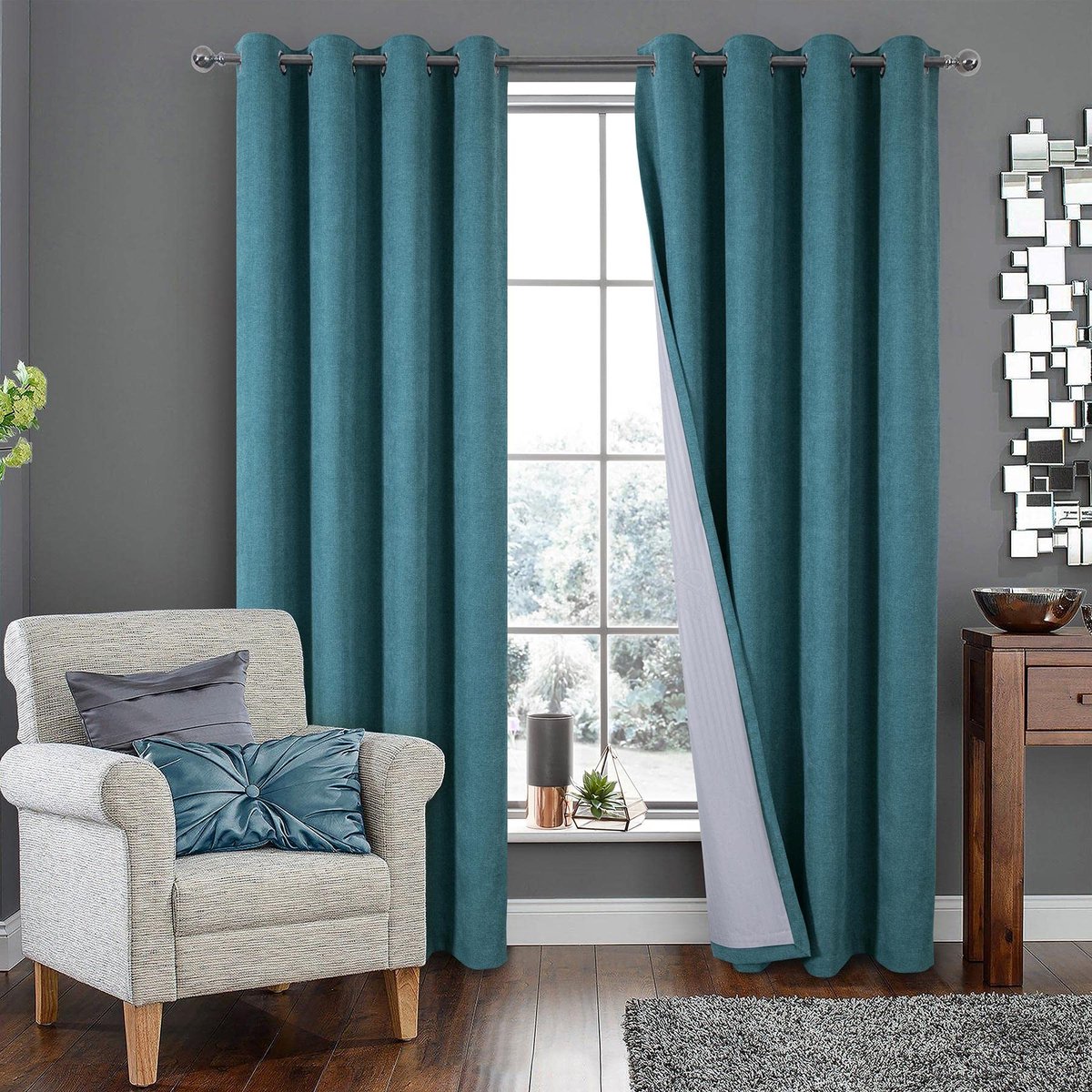 Gordijn elegante gordijnen verduistering geluidsisolatie met oogjes thermische gordijnen warmte-isolerend voor slaapkamer en woonkamer, 245 x 140 cm, groen, set van 2