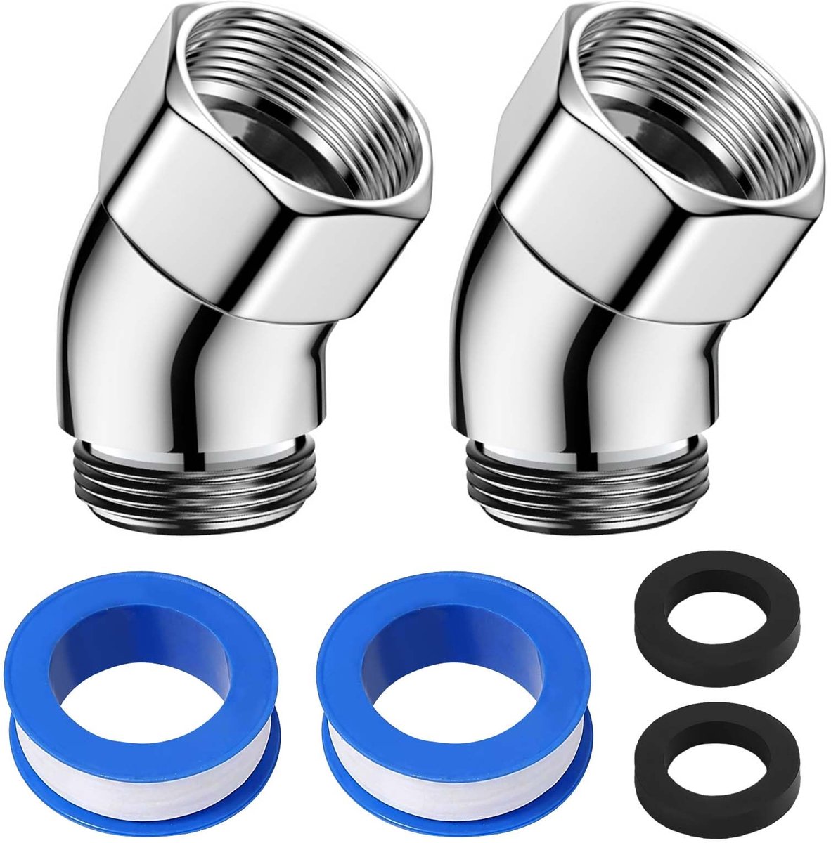 2 stuks handdouche-adapter, 135° doucheslangadapter, doucheslangadapter, hoekstuk voor douchekop, douchekopadapter G1/2 inch voor hand en wanddouche