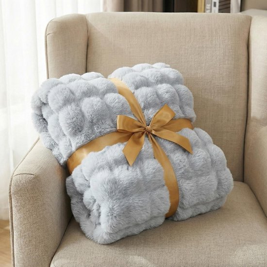 Zachte warme pluche fleecedeken, dikke pluche fleecedeken, 1000 g/m², grote pluizige veelzijdige deken, bedsprei, voor slaapkamer, bank, reizen, kinderen, camping (lichtgrijs, 160 x 200 cm) — afbeelding 5
