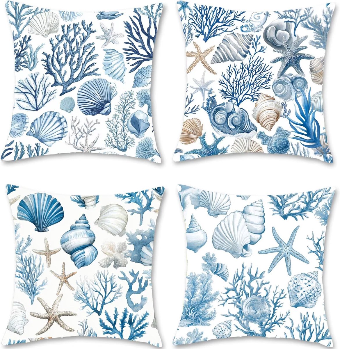 kussenhoezen, 50 x 50, set van 4 stuks, linnen kussenovertrekken voor buiten, vierkante decoratieve kussenslopen met onzichtbare rits, kussenhoes voor slaapbank, woonkamer, terras, tuin