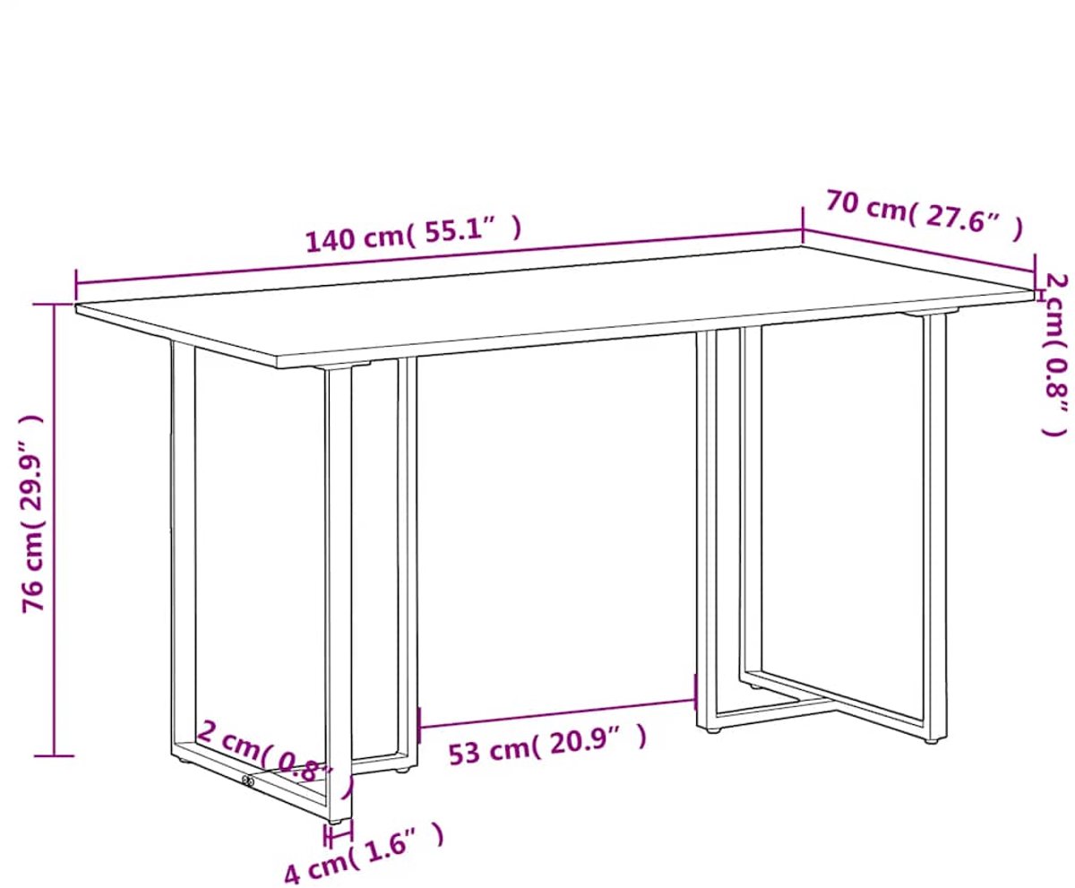 vidaXL - Eettafel - 140 - cm - massief - gerecycled - hout