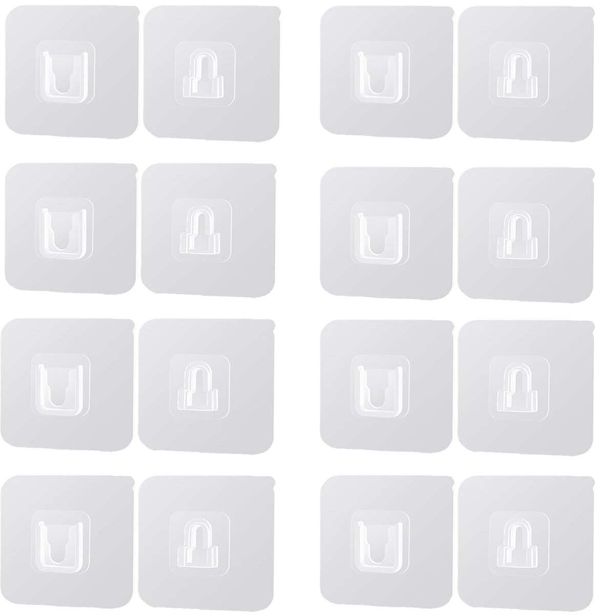 8 paar wandhaken, combihaken AB, 8 type A en 8 type B, kunnen worden verborgen om het uiterlijk van de muur te behouden, geschikt voor woonkamer, slaapkamer, badkamer en kantoor.