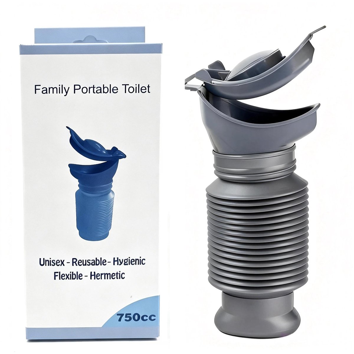 Dailygoods- Urinoir Draagbaar - Herbruikbare Urinefles voor Mannen - Opvouwbaar Campingtoilet - Mobiel Toilet - Noodurinoir - Klein en Ruimtebesparend