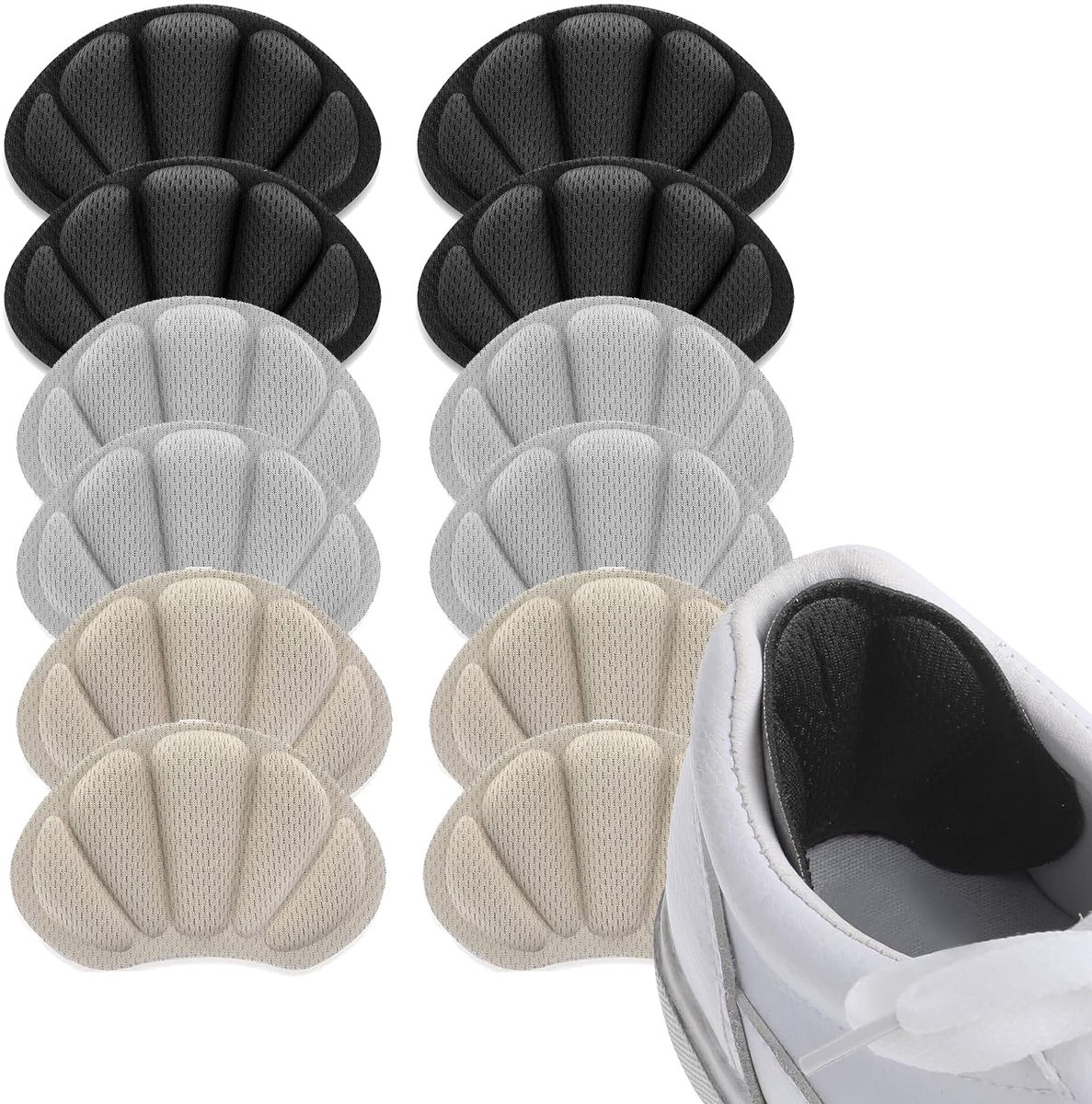 Hielkussentjes, 6 paar lijm, antislip hielbescherming voor te grote schoenen, blaren, losse schoenen, vulmiddel voor pasvorm en comfort