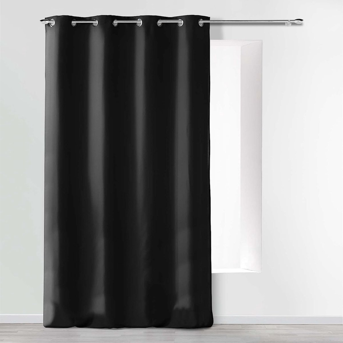 Gordijn met ogen (140 x 260 cm) Absolu zwart, microvezel