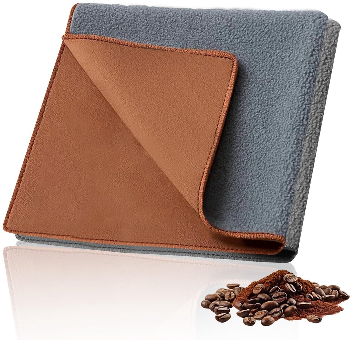 Dailygoods - Barista Theedoeken, 2 stuks, 30 x 30 cm, theedoeken voor het reinigen van het koffiezetapparaat, dubbelzijdige theedoeken voor koffiezetapparaat en melkopschuimer (bruin en grijs)