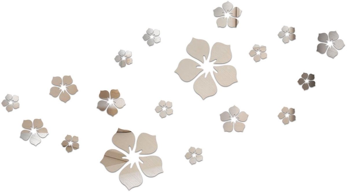 Dailygoods- Muursticker 3D-bloem spiegel - 18 stuks - Zelfklevend acryl - Wanddecoratie woonkamer - Wanddecoratie slaapkamer - Uniek decoratief effect