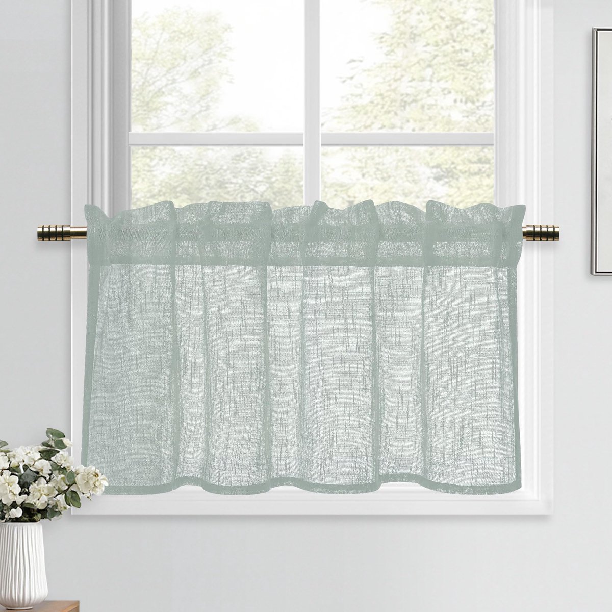 Vitrage linnenlook gordijnen modern raamgordijnen kort 1 stuk h 45 x b 90 cm gordijn semi-transparant voor keukengordijnen woonkamer kastgordijn kinderkamer gordijn badkamer