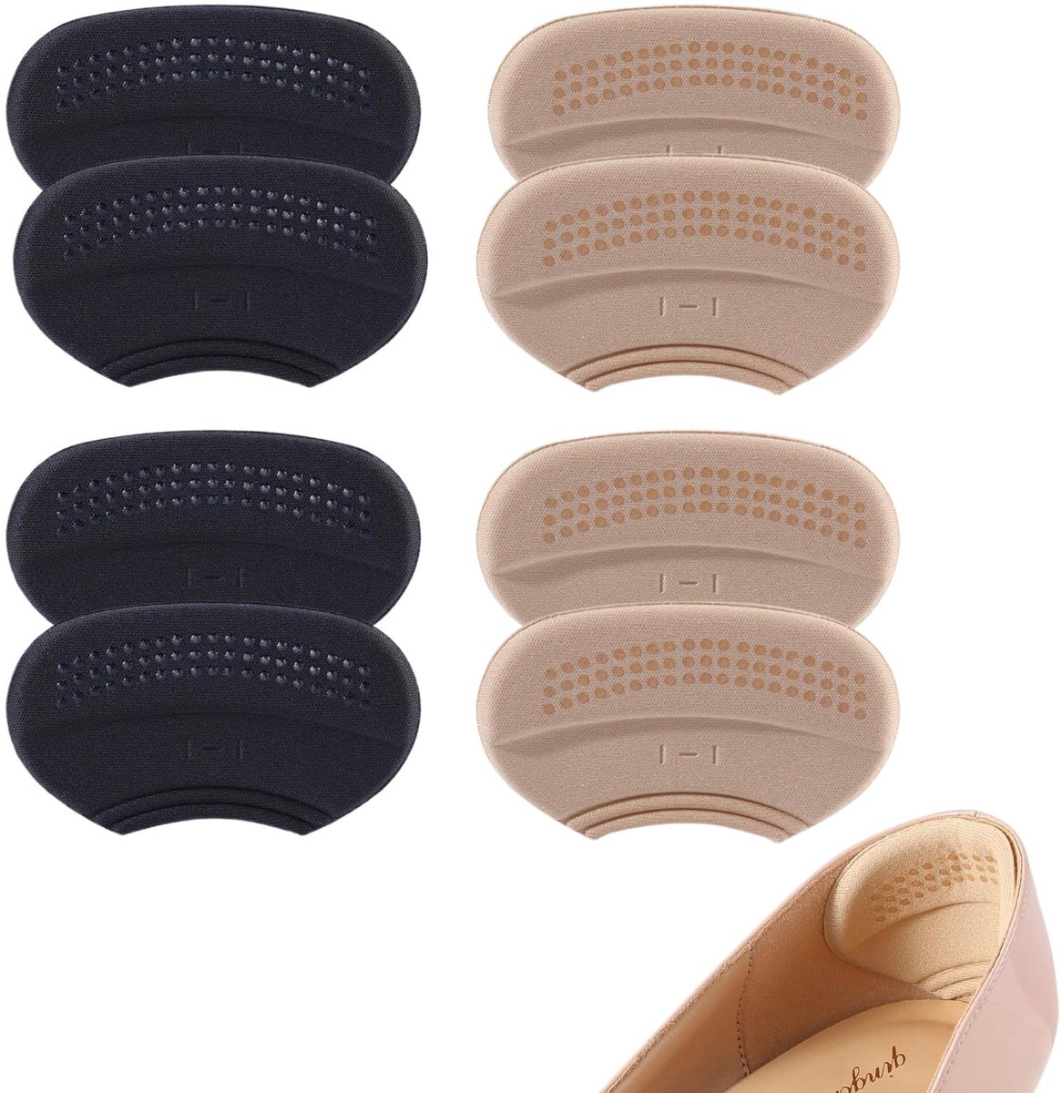 4 paar hielkussens, 3 mm en 6 mm zelfklevende hielbescherming voor schoenen, vullingen voor te grote schoenen, hielkussens tegen blaren en wrijving, voor vrouwen en mannen