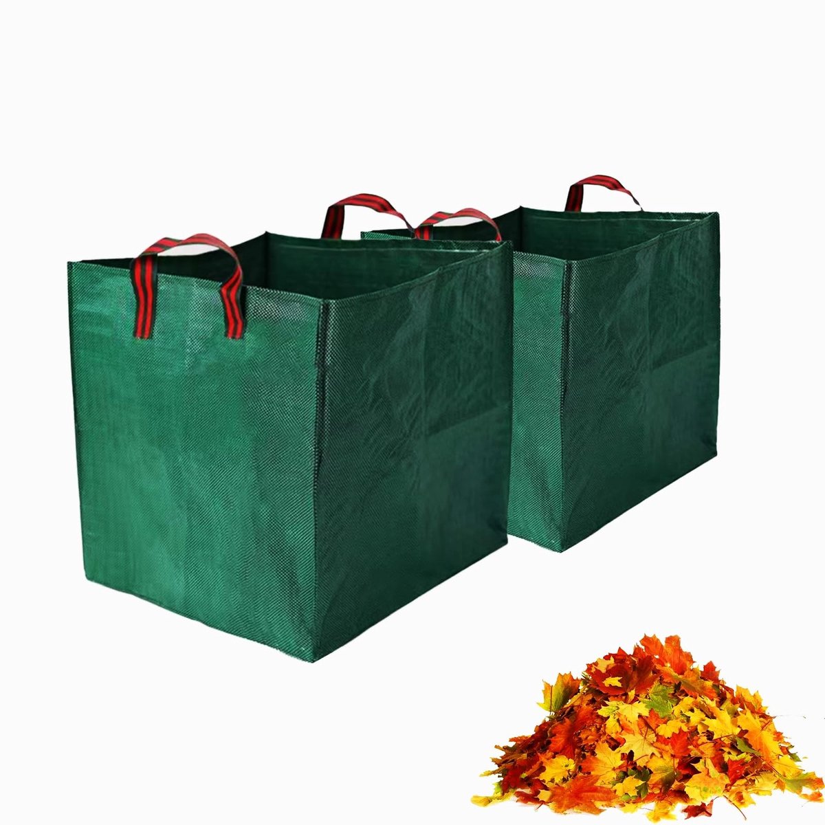 Dailygoods - 2 stuks tuinzakken, 270 liter bladzak met draaglussen, zelfstaand, vierkante tuinafvalzakken voor tuin, gazon, bladeren, hout, groen