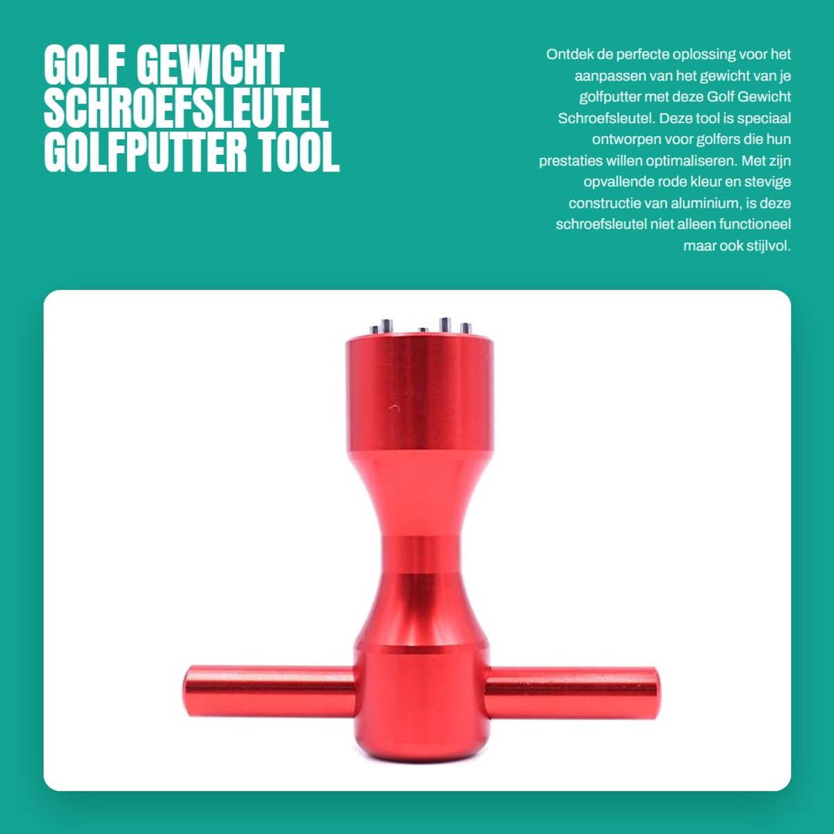 Dailygoods- Schroefsleutel 5 Pin - Golfgewicht Tool - Aluminiumlegering - Lichtgewicht - Rood - Afmetingen 8 cm x 6,7 cm x 2,5 cm - Golfgereedschap