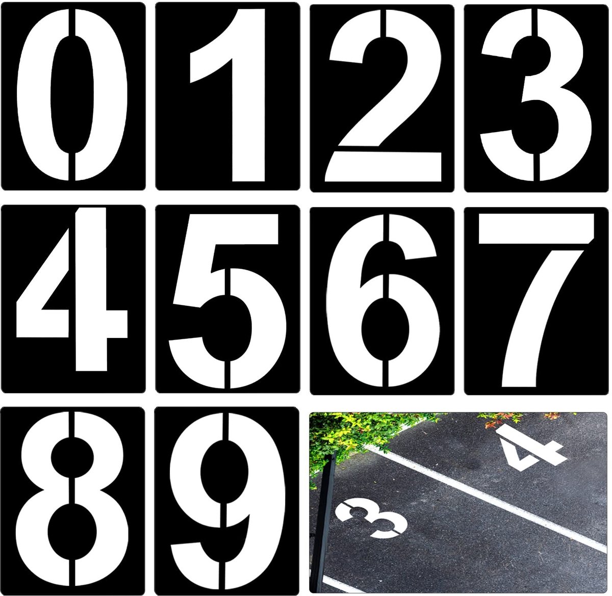 Dailygoods- Cijfersjablonen 30cm - Herbruikbaar - 10 Stuks - PET-materiaal - Veilig - Geurloos - Stencils