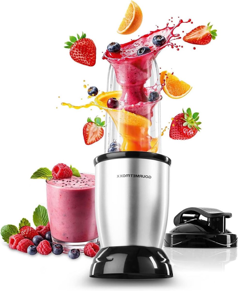 Nutrition Blender - Smoothie Maker - Verse Drankjes Maken - Krachtige 500W Motor - 700 ml Kan - Zilver Zwart