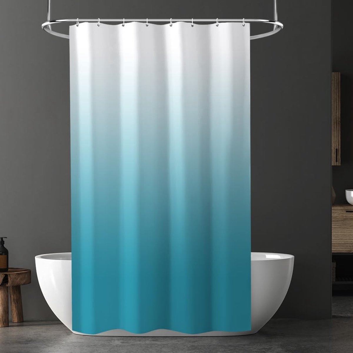 Dailygoods- Douchegordijn Waterdicht 180x200 cm - Douchegordijn Anti-schimmel - Douchegordijnringen 12-delig - Badkamergordijn - Hoogwaardig EVA-materiaal - Voorkomt vocht binnendringen