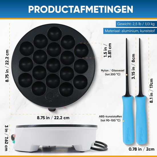 Apparaat voor Japanse Snacks - Snack Pan - Thuis Snacks Maken - 18 Ronde Vormen - 22 cm - Wit — afbeelding 5