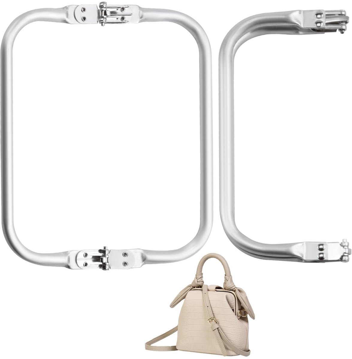 Dailygoods- Handtasframe Set van 2 - U-zakframes Aluminium 20 x 9,2 cm - Haaksluiting - Robuust en Elegant - Hoogwaardige Afwerking - Tasframe