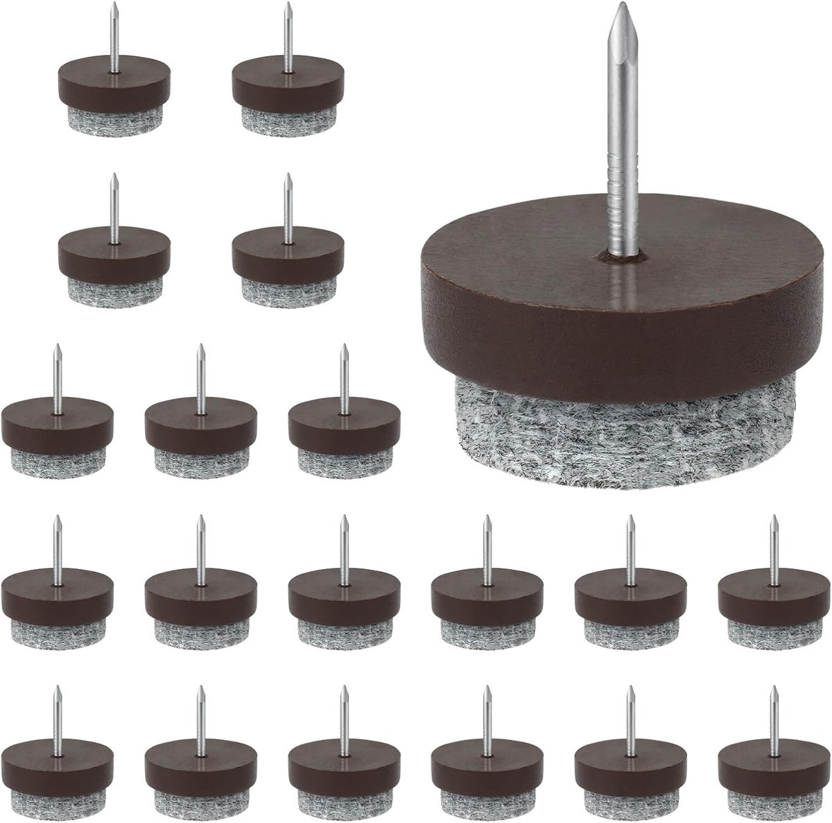 20 stuks meubelpads, vloerbeschermers, 24 mm diameter stoelpoot vloerbeschermers, 5 mm dikke vilten pads voor meubelpoten met eenvoudige nagelinstallatie, antislip voor parketlaminaat