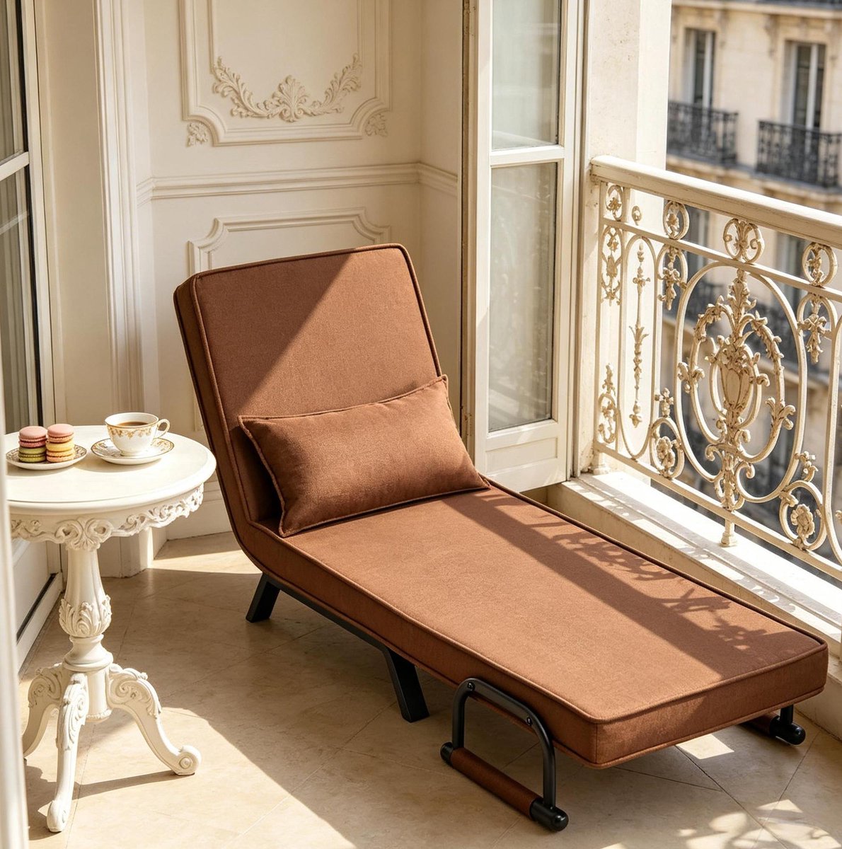 STILVORA Slaapfauteuil 65x78 cm – 3-in-1 Fauteuil Met Slaapfunctie – Handmatig Verstelbare Rugleuning – Voor Kleine Ruimtes – Zonder Matras – Bruin