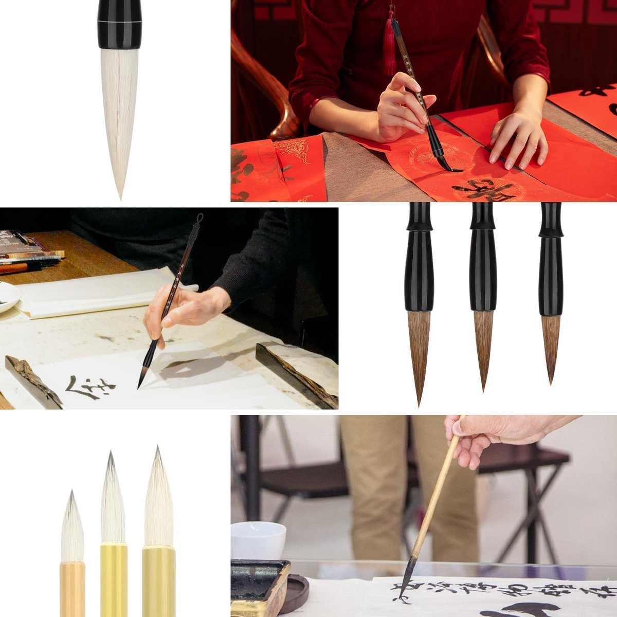 12 Stuks Chinese Kalligrafie Penselen voor Beginners, Wolf Haar Kanji Japanse Sumi Teken Borstel, Gemengde Maten Kwastenset met Borstelzak voor Inkt En Aquarel Schilderen