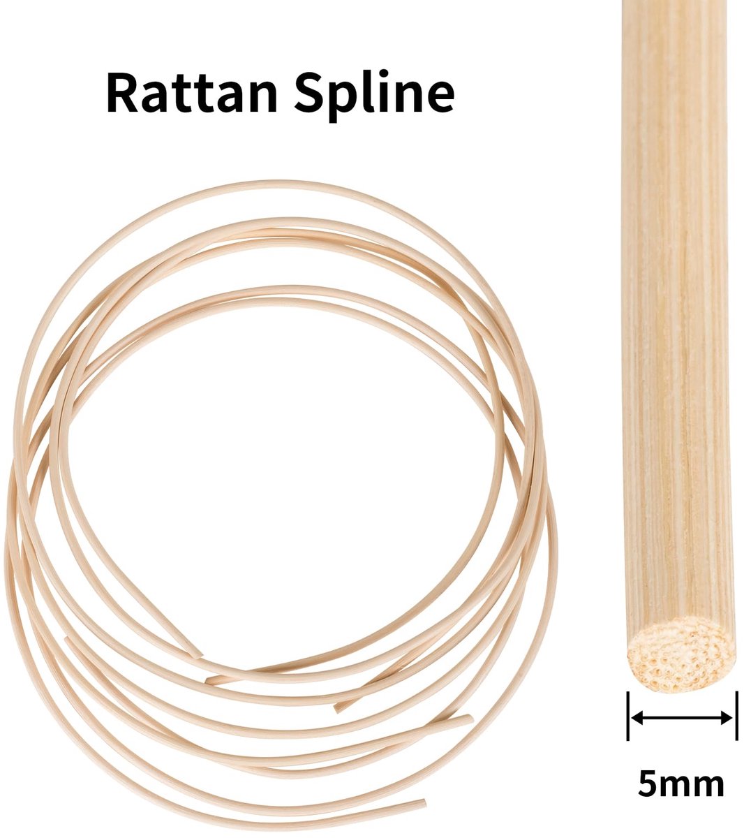 Rotan Spline 50g/rol 5mm Ronde Rotan Rol, Reparatie Riet voor Rieten Stoel, Rieten Mand en DIY-knutselprojecten