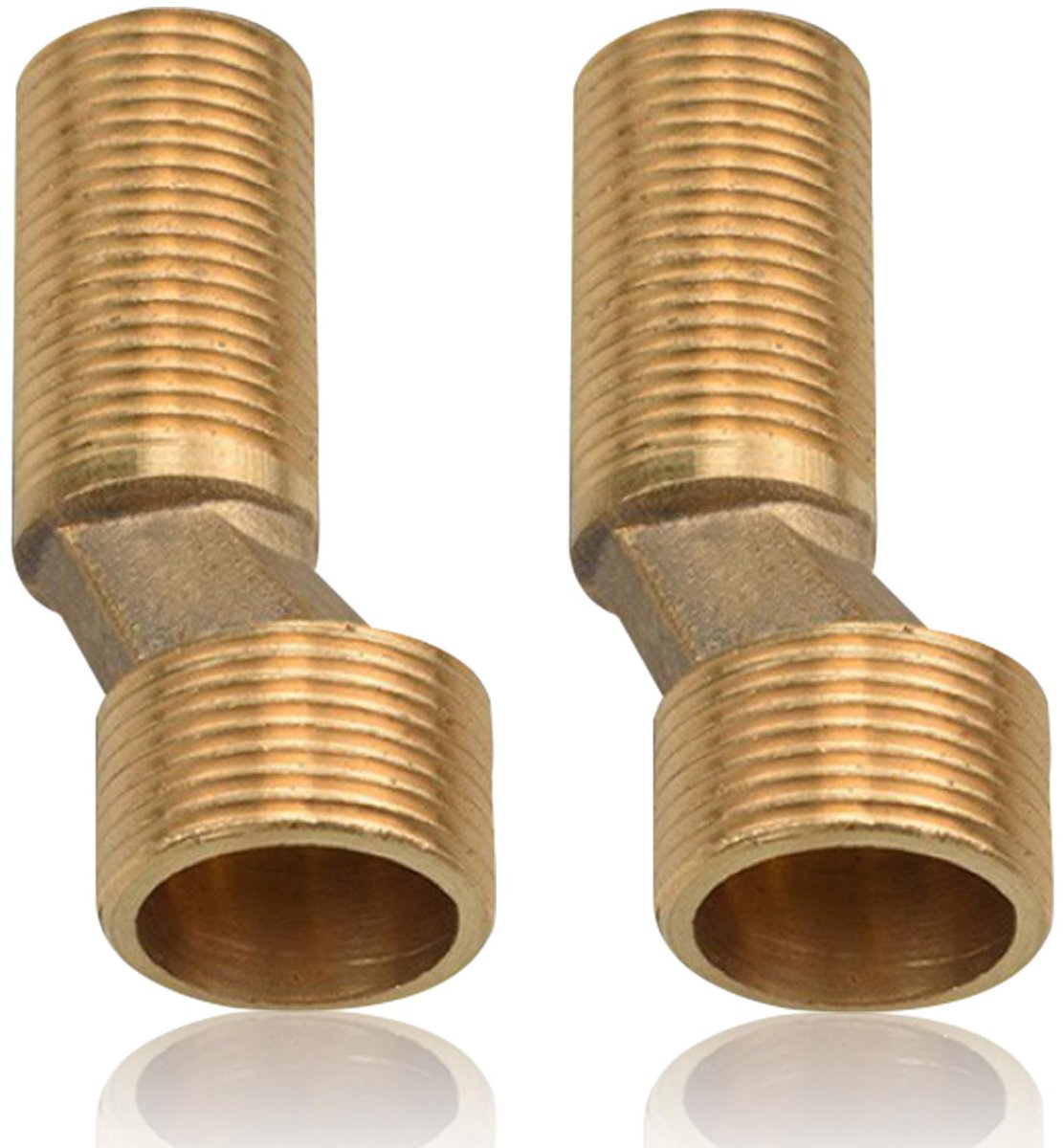 2 stuks douchearmatuuradapters, 3/4 inch naar 1/2 inch messing buitendraad S-aansluiting adapter verplaatst 8 mm lengte 70 mm, verstelbare zwenkarm verbindingsstuk excentrische voor wandarmaturen