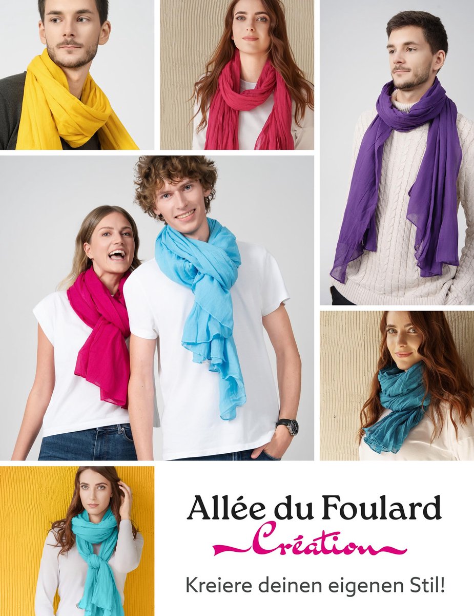 DU FOULARD - Cheche, sjaal, premium kalk - 100% katoen - afmetingen 200 x 110 cm - sjaal voor dames en heren - meer dan 50 effen kleuren