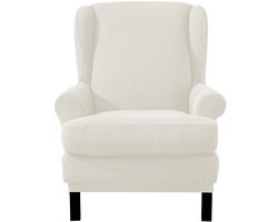 EBETA Jacquard Leunstoelhoezen stoelovertrek, fauteuil overtrek stoelhoes elastisch stretch hoes voor oorfauteuil (Roomwit)