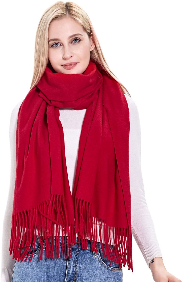 vimate Kasjmier sjaal en doek, dames dikke zachte kasjmier pashmina sjaal wrap, J#. rood