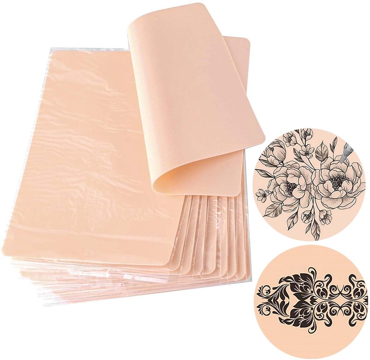 Dailygoods - Ezranova Tattoo-oefenskin, kunsthuid, tattoo-skins, kunsthuid om te oefenen, dubbelzijdig bruikbaar, 10 stuks