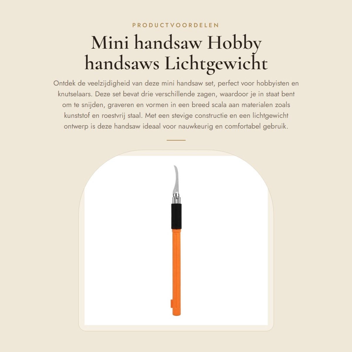 Dailygoods- Handzaag Hoog Slijtvast Staal - Mini Handzaag - Hobby Scheerapparaat - Antislip Rubberen Ring - 3 Messen Set - Totale Lengte 15 cm - Modelzaag