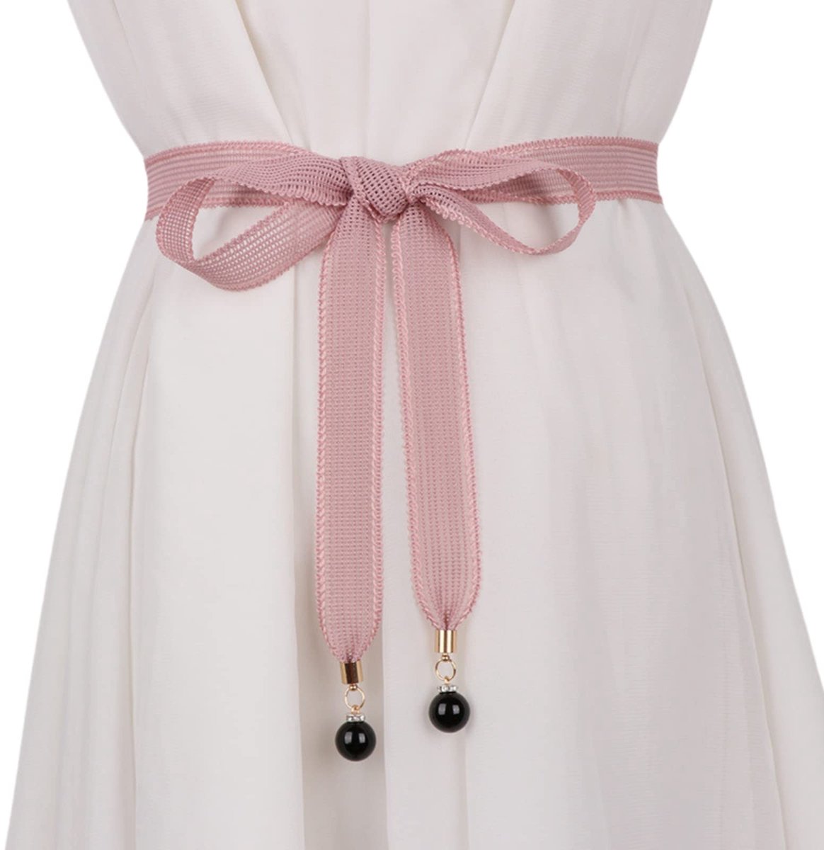 Dailygoods - CHENGZI Damesmode taille ketting touw gevlochten jurk riem voor dames, B-Roze, Belt Width : 1 cm , Belt length : 150 cm