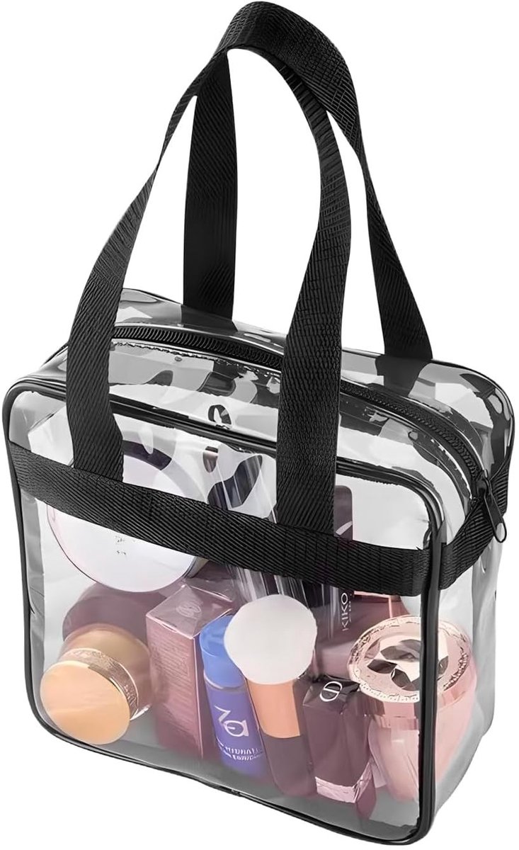 Dailygoods- Reistas waterdicht - Draagtas transparant - Hengseltas 30x30x10 cm - Handtas met rits - Ideaal voor reizen - Praktische metgezel