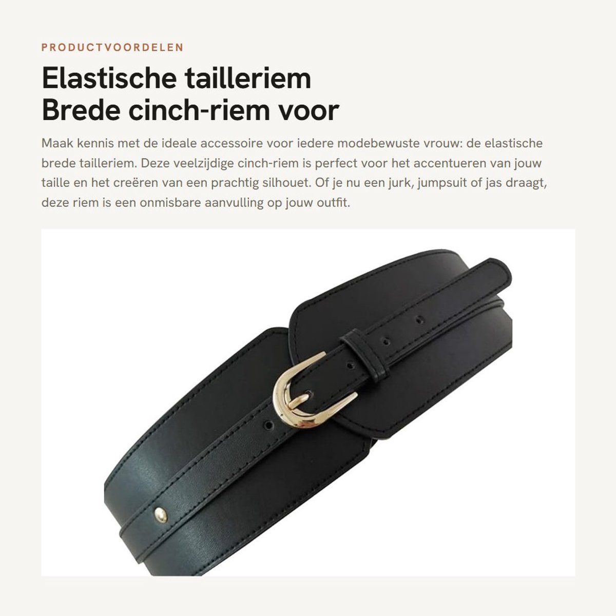 Dailygoods- Tailleriem Dames - Brede Elastische Cinch-Riem - Stijlvol Accessoire - Perfect voor Jurk/Jumpsuit - Flatterend voor Alle Figuren - Ideaal Cadeau - Damesriem