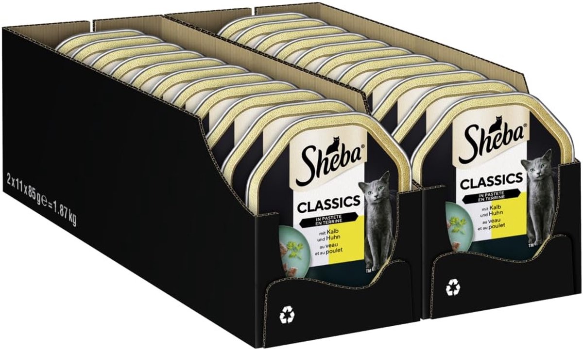 Solidchoice - Nat Kattenvoer in Paté met Vlees en Kip, 2 x 11 Stuks van 85 g