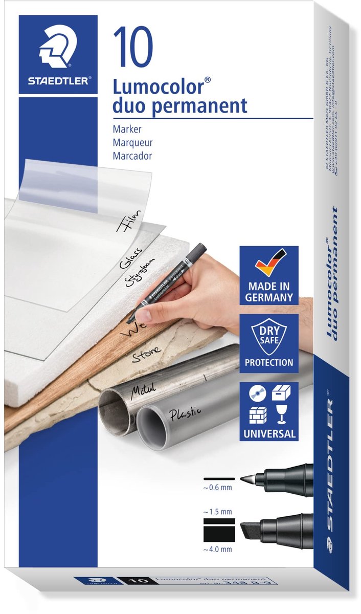 Solidchoice - Permanent Marker Set van 10 met Duo Tips voor Diverse Oppervlakken