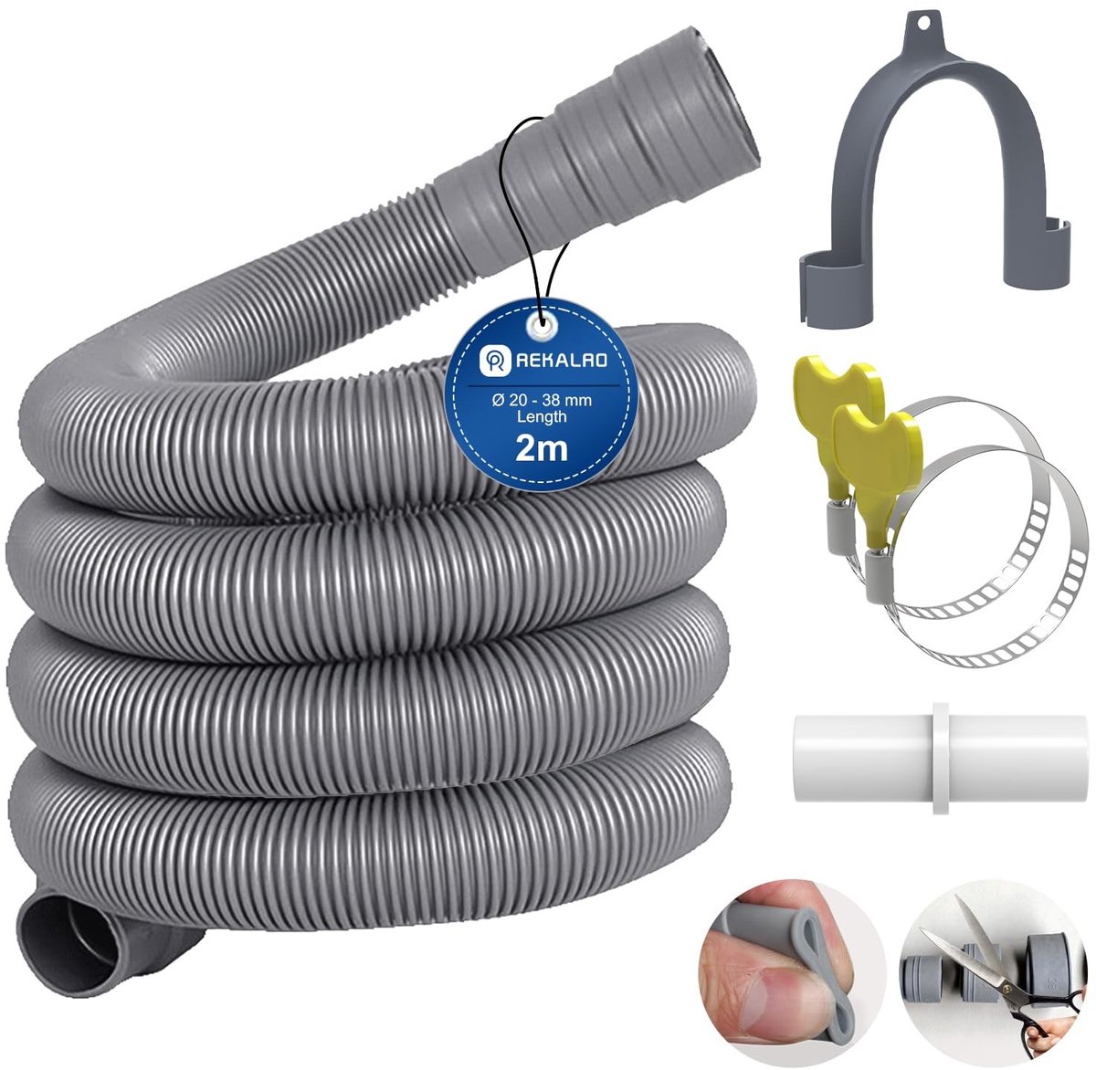 Solidchoice - 2 Meter Afvoerslang voor Wasmachines en Vaatwassers