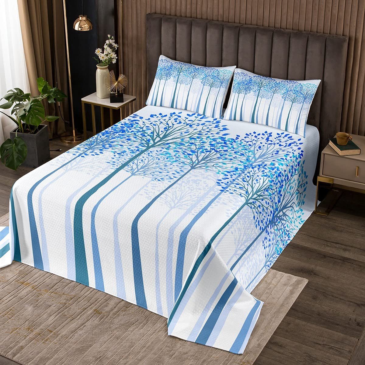 Solidchoice - 3-delige Quilt Beddengoed Set met Bladmotief