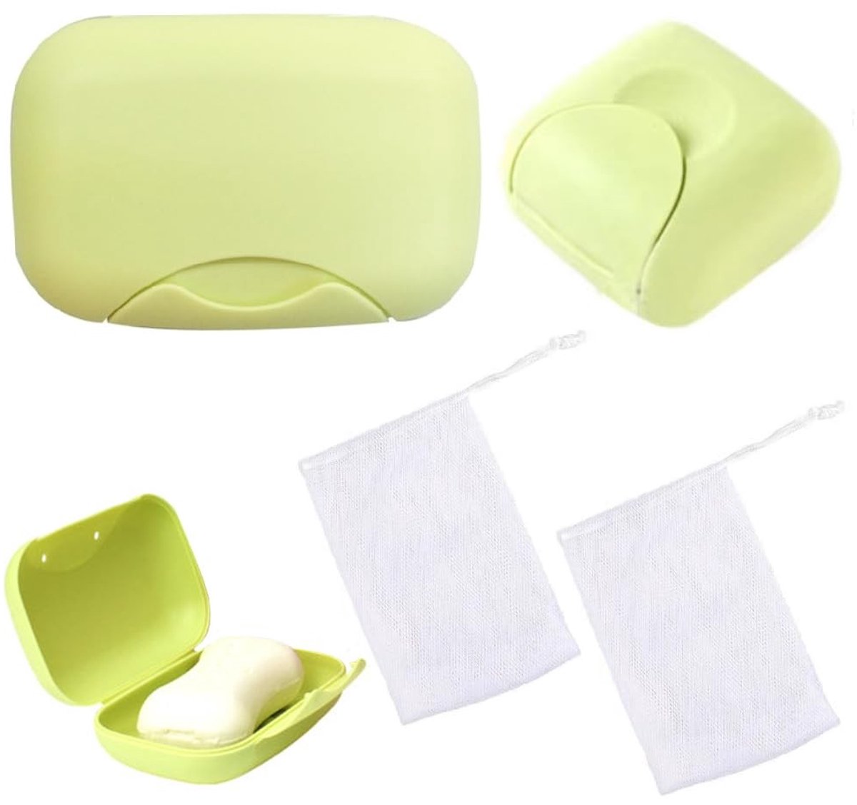Solidchoice - Set van 2 Lekvrije Zeepdozen met Deksel voor Thuis en Reizen
