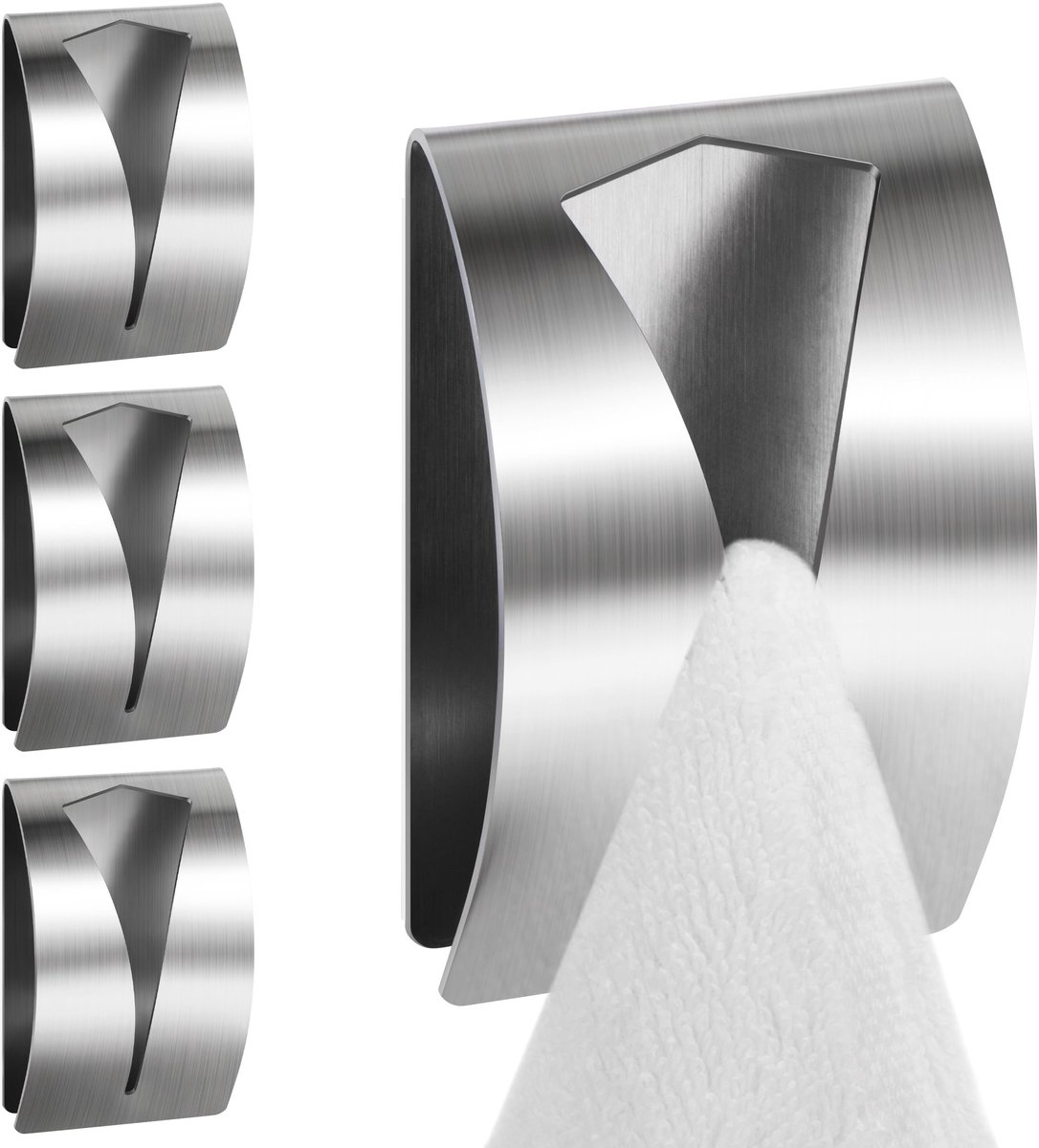 Solidchoice - Set van 4 Zelfklevende Handdoekhangers van RVS