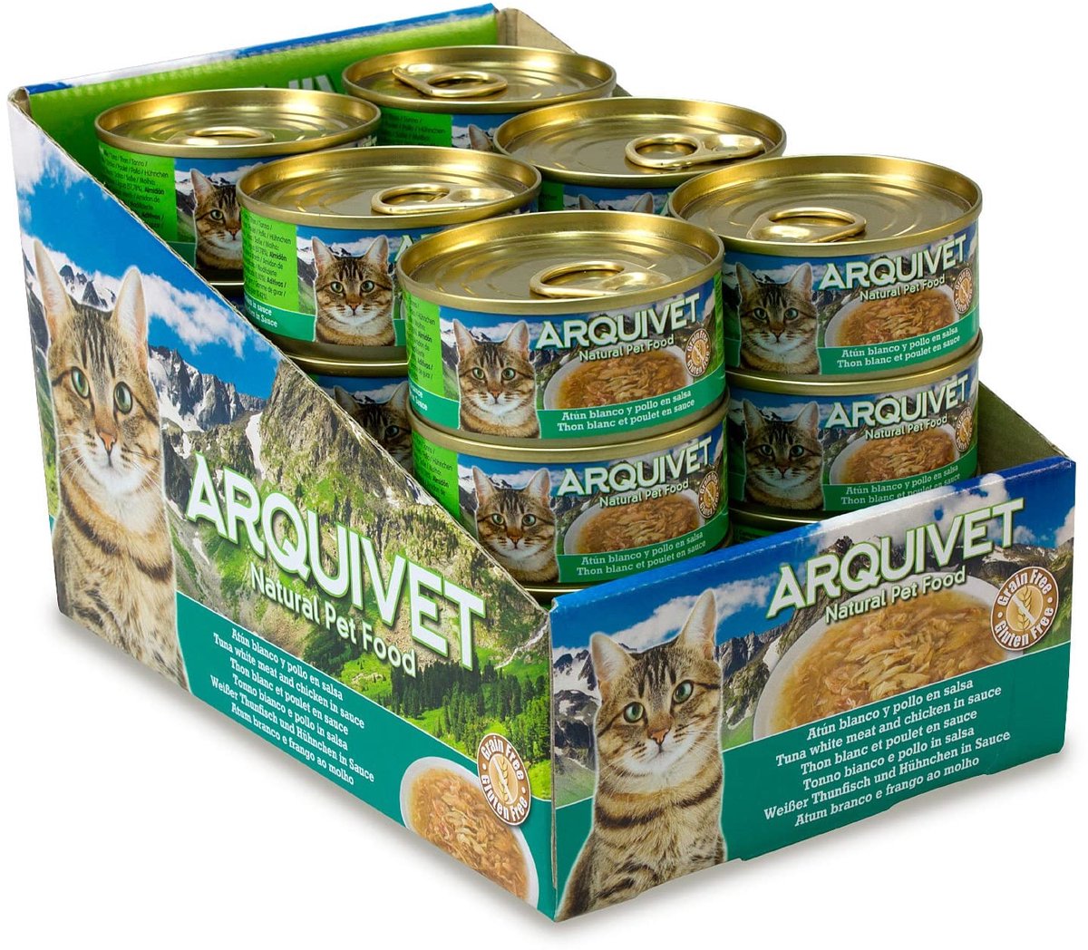 Solidchoice - Natuurlijke Tonijn met Kip in Saus voor Katten, 24 Blikken van 80g